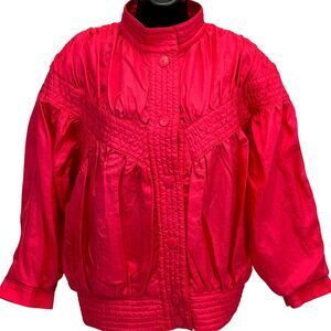 Vintage 80s Abraxas Jacket Womens L Large Red Puffy Shoulder Pads Windbreaker